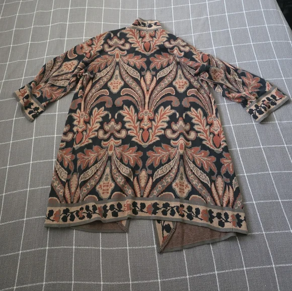Soft Surroundings Jacquard Sweater Cardigan Paisley Tapestry Suzani Boho - Picture 7 of 7